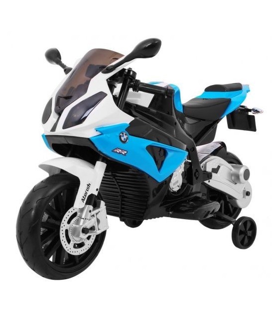 Moto électrique Enfant BMW S1000RR – Bleue – 6V 4Ah – Vitesse 2-5 Km/h – 18-36 Mois – Feux LED, Siège Souple