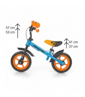 Draisienne avec freins Milly Mally Dragon Orange Bleue