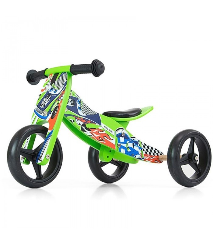 Draisienne 2 en 1 Milly Mally Jake Cars Vert