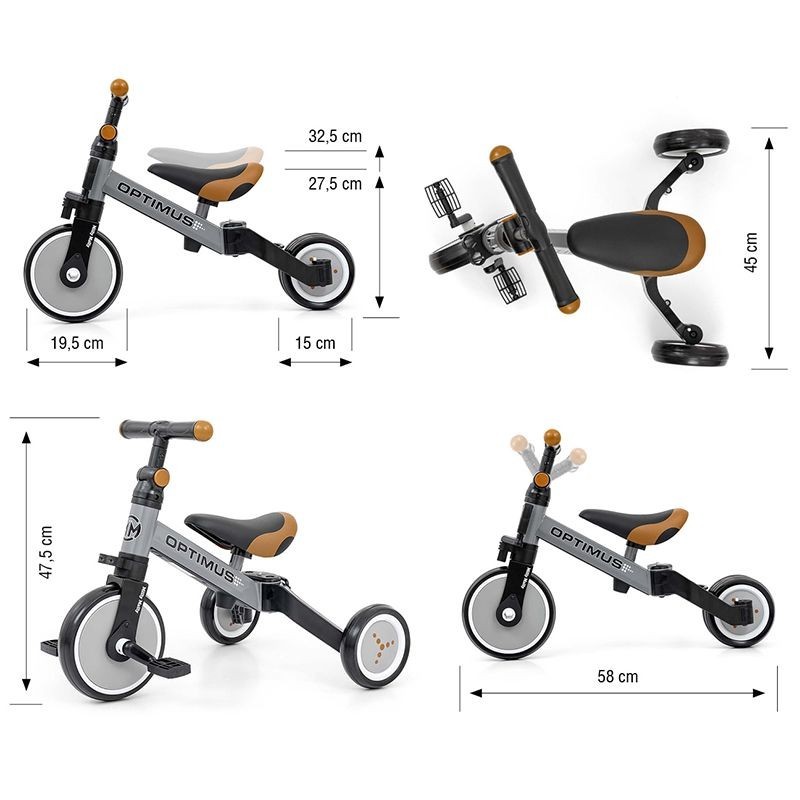 Tricycle Draisienne Bébé Evolutif 3-en-1 - Optimus – Loupiot France