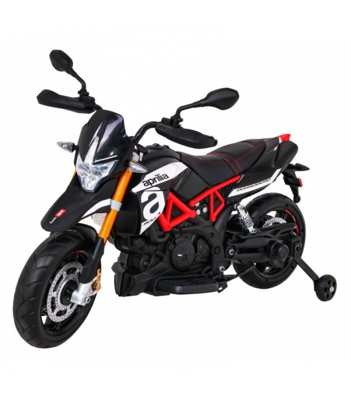 Moto électrique 12V Aprilia Noire - pack luxe