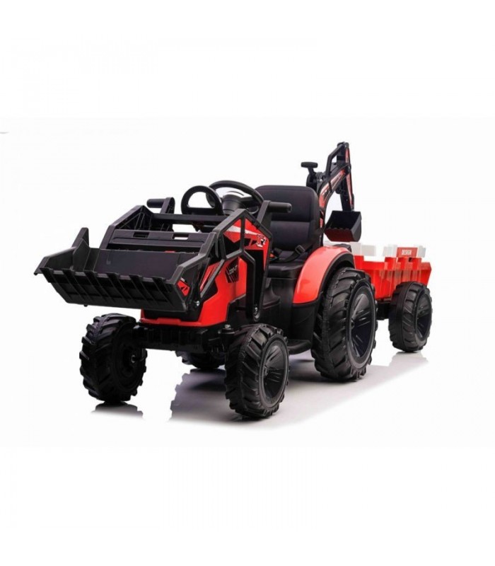 Tractopelle électrique avec remorque 12V 720T Rouge - Pack Luxe