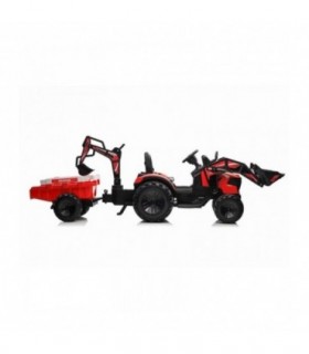 Tractopelle électrique avec remorque 12V 720T Rouge - Pack Luxe