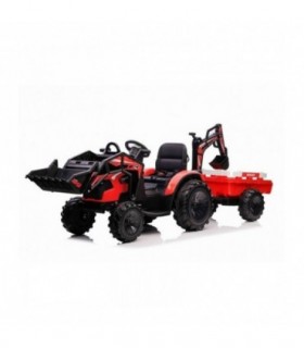 Tractopelle électrique avec remorque 12V 720T Rouge - Pack Luxe
