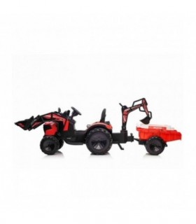 Tractopelle électrique avec remorque 12V 720T Rouge - Pack Luxe