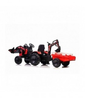 Tractopelle électrique avec remorque 12V 720T Rouge - Pack Luxe