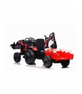 Tractopelle électrique avec remorque 12V 720T Rouge - Pack Luxe