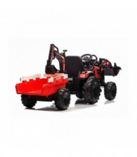 Tractopelle électrique avec remorque 12V 720T Rouge - Pack Luxe