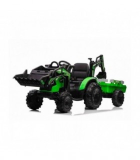Tractopelle électrique avec remorque 12V 720T Vert - Pack Luxe