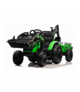 Tractopelle électrique avec remorque 12V 720T Vert - Pack Luxe