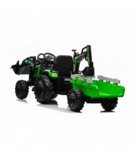 Tractopelle électrique avec remorque 12V 720T Vert - Pack Luxe