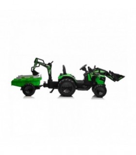 Tractopelle électrique avec remorque 12V 720T Vert - Pack Luxe