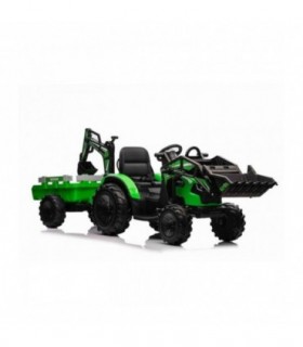 Tractopelle électrique avec remorque 12V 720T Vert - Pack Luxe