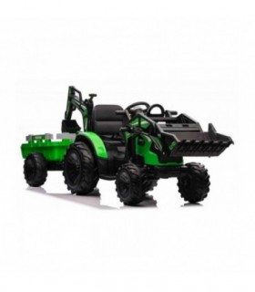 Tractopelle électrique avec remorque 12V 720T Vert - Pack Luxe