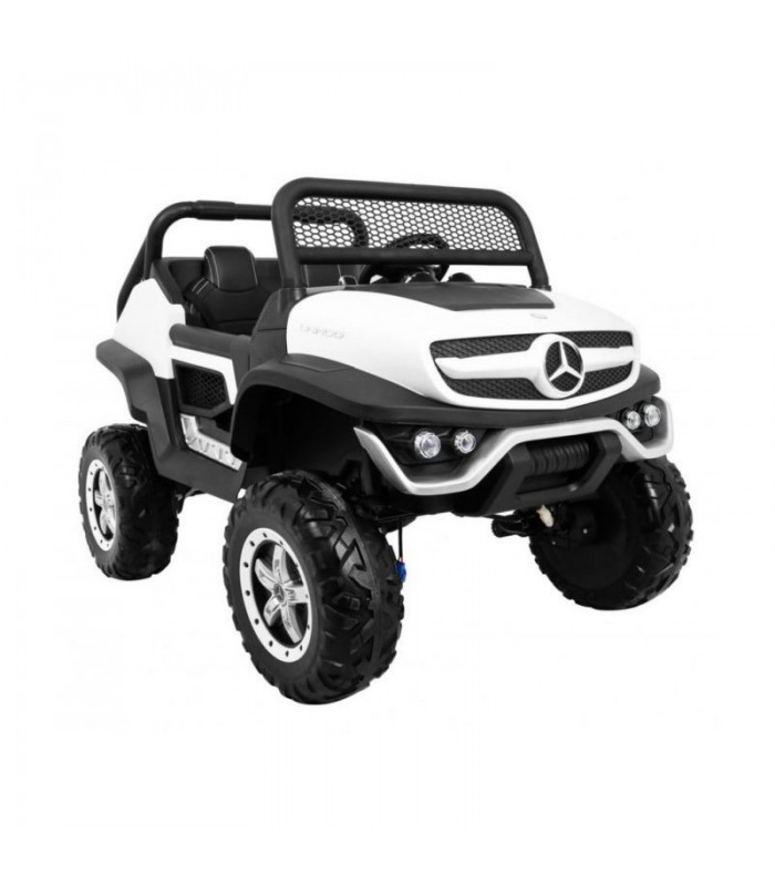 Voiture électrique 2 places 12V Mercedes Unimog Blanche - Pack Luxe