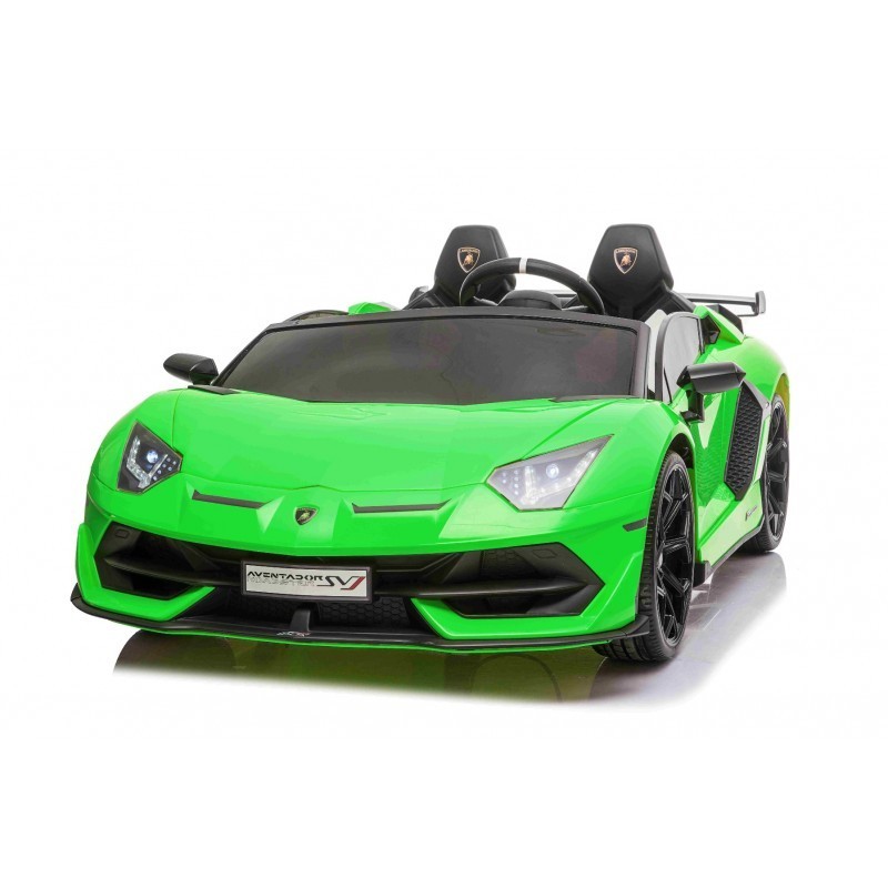 Lamborghini aventador svj verte pour enfant - voiture électrique 2 places 2  x 12v - pack luxe