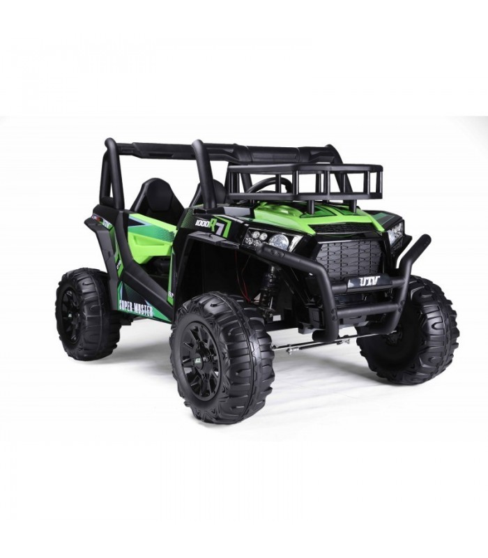 Voiture electrique utv mx verte 24V deux places en cuir télé
