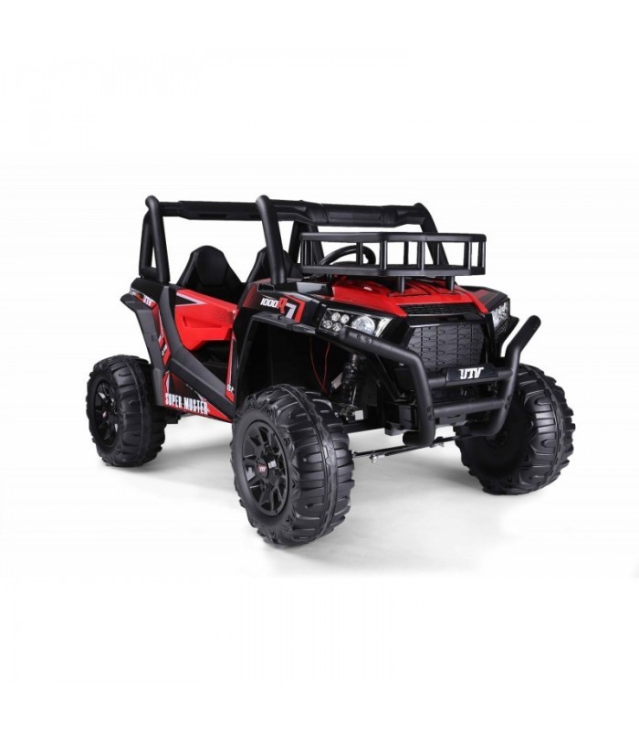 Voiture electrique utv mx rouge 24V deux places en cuir télé