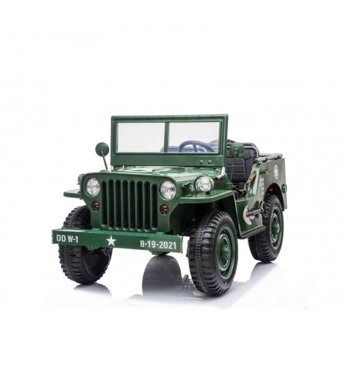 Voiture électrique USA ARMY 4X4 Verte Trois places Lecteur M