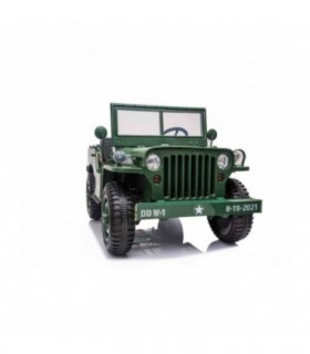 Voiture électrique USA ARMY 4X4 Verte Trois places Lecteur M