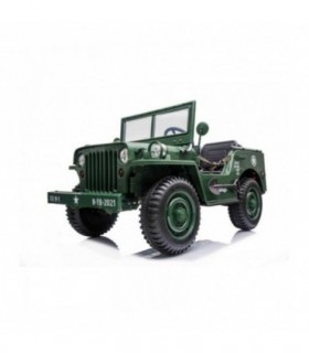 Voiture électrique USA ARMY 4X4 Verte Trois places Lecteur M