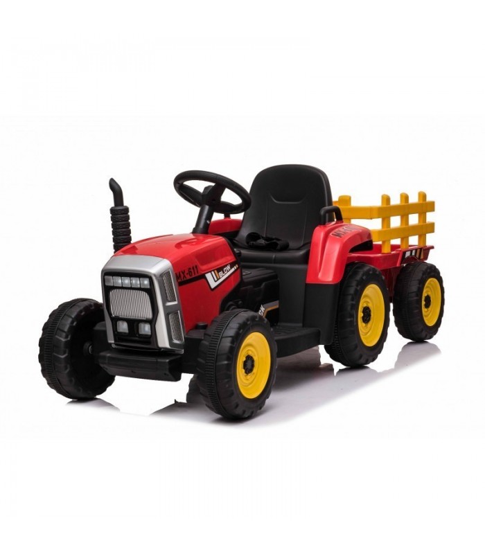 Tracteur électrique WORKERS avec remorque rouge traction arr