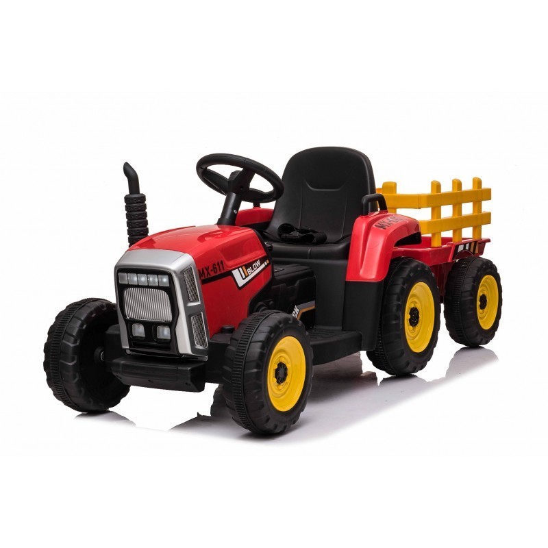 Tracteur enfant électrique agricole xl avec remorque Rouge