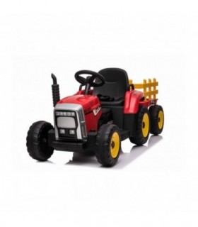 Tracteur électrique WORKERS avec remorque rouge traction arr