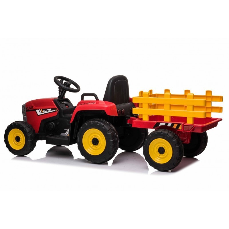 Tracteur enfant électrique agricole xl avec remorque Rouge