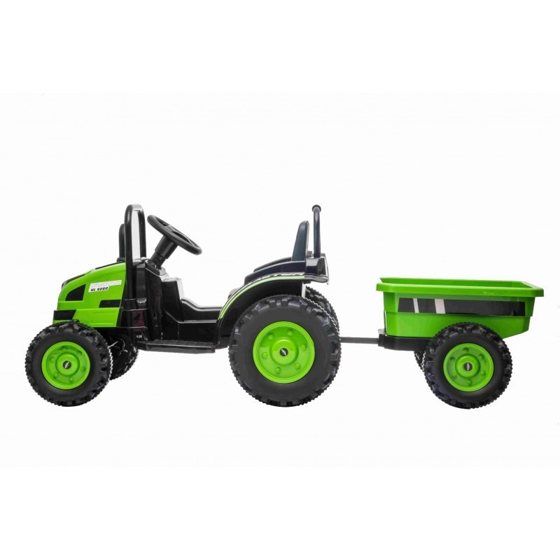 Tractopelle électrique enfant avec remorque 12v 720t vert - pack luxe