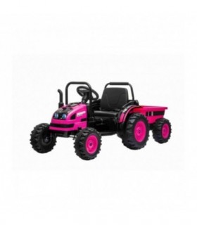 Tracteur électrique POWER avec remorque rose traction arrièr