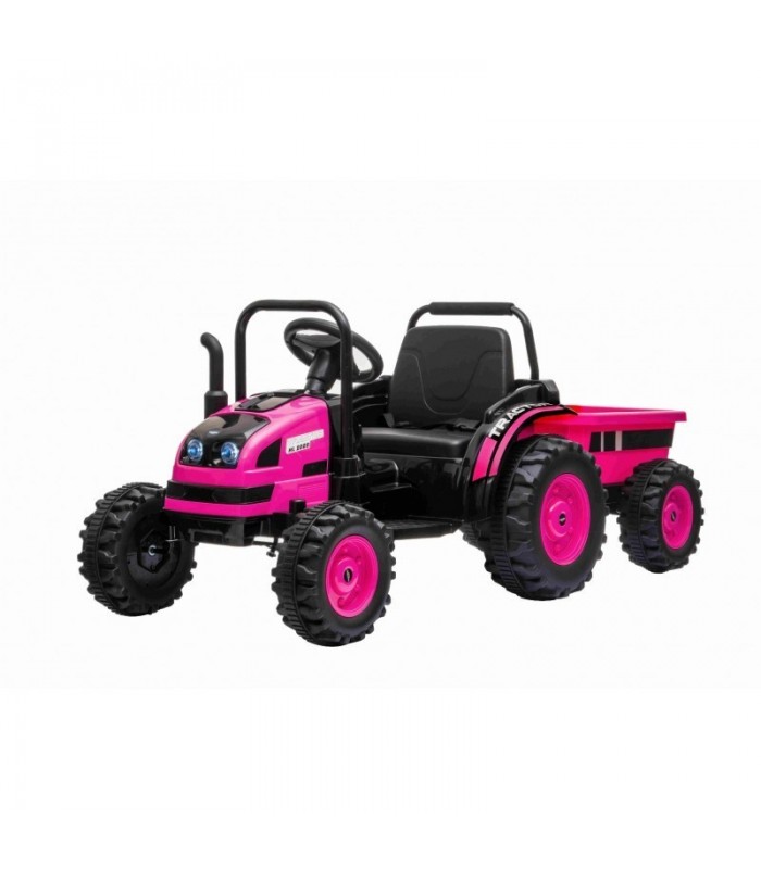 Tracteur électrique POWER avec remorque rose traction arrièr