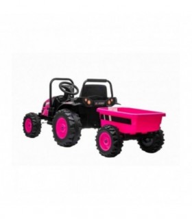 Tracteur électrique POWER avec remorque rose traction arrièr