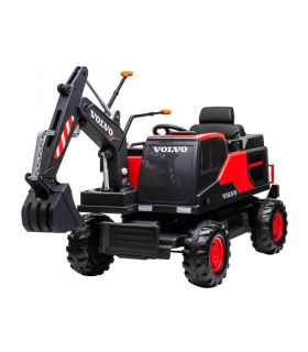 Tracteur Pelleteuse 12V Volvo Excavator Rouge