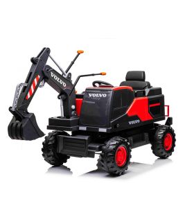 Tracteur Pelleteuse 12V Volvo Excavator Rouge