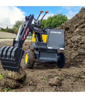 Tracteur Pelleteuse 12V Volvo Excavator Rouge