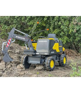 Tracteur Pelleteuse 12V Volvo Excavator Rouge