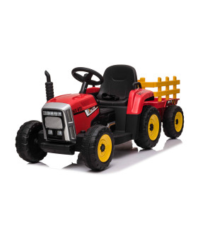 12V Tracteur avec remorque Rouge - Tracteur Electrique Pour Enfants