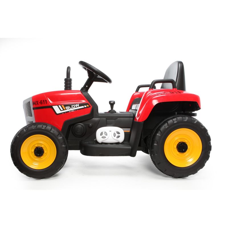 Tracteur électrique 12V avec remorque Rouge, tracteur rouge pour