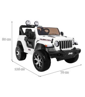 Voiture électrique 2 places 12V Jeep Wrangler Rubicon Blanc - Pack Luxe