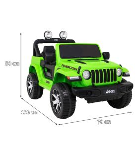 Voiture électrique 2 places 12V Jeep Wrangler Rubicon Vert - Pack Luxe