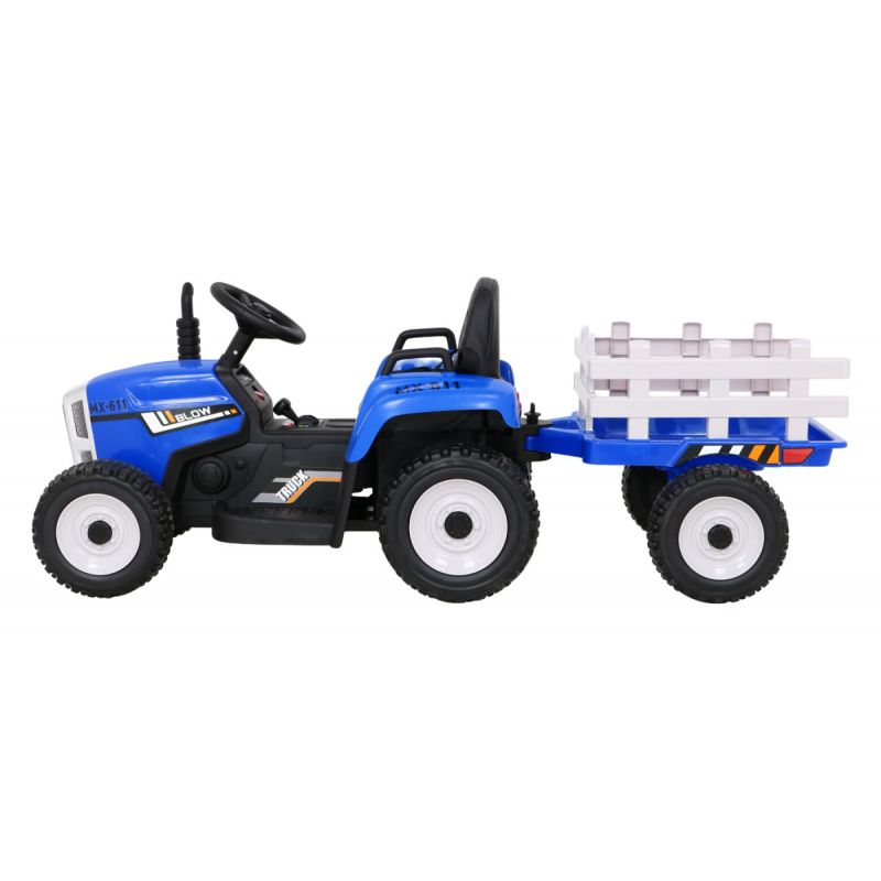 Tracteur avec remorque Bleu, Electrique 12 Volts pour Enfants avec