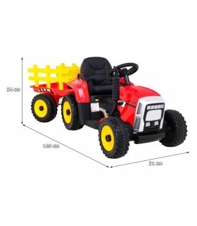 Tracteur avec remorque 12 Volts XMX611 Rouge