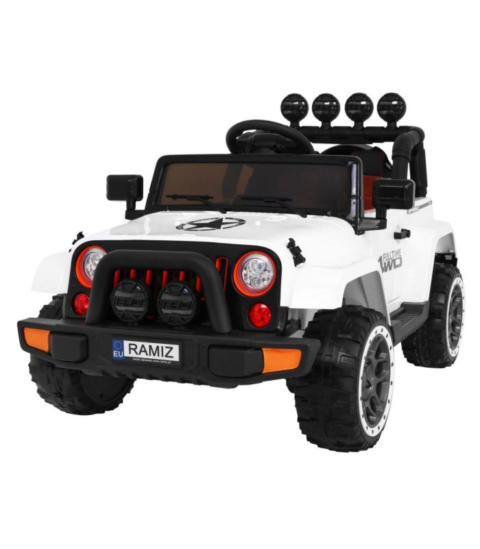 Voiture électrique 2 places 12V Jeep Mega Fulltime Blanche - Pack Luxe