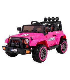 Voiture électrique 2 places 12V Jeep Mega Fulltime Rose - Pack Luxe
