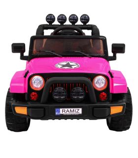 Voiture électrique 2 places 12V Jeep Mega Fulltime Rose - Pack Luxe