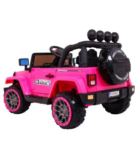 Voiture électrique 2 places 12V Jeep Mega Fulltime Rose - Pack Luxe