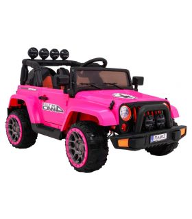 Voiture électrique 2 places 12V Jeep Mega Fulltime Rose - Pack Luxe
