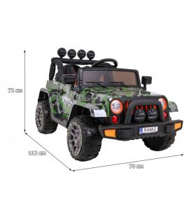 Voiture électrique 2 places 12V Jeep Mega Fulltime Militaire - Pack Luxe