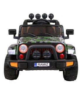 Voiture électrique 2 places 12V Jeep Mega Fulltime Militaire - Pack Luxe